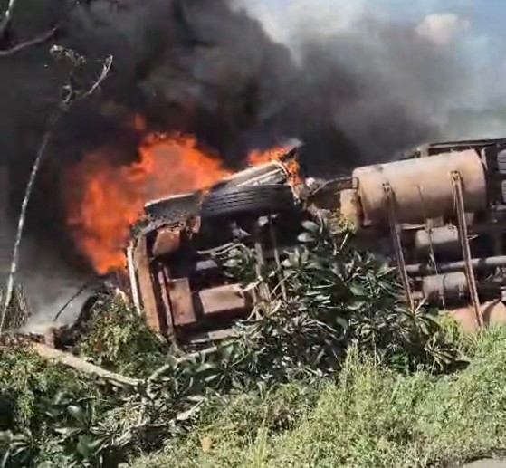 Batida entre carreta boiadeira e veículo de passeio deixa dois mortos na BR-070; veja vídeo