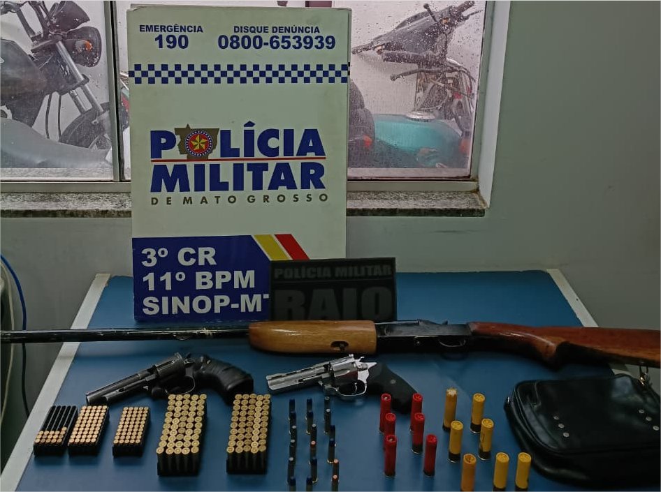 PM e Gaeco apreendem armas de fogo e munições durante operação em Sinop
