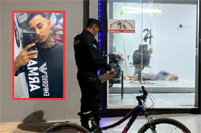 Bandido tornozelado com extensa ficha criminal é crivado de balas dentro de barbearia em MT