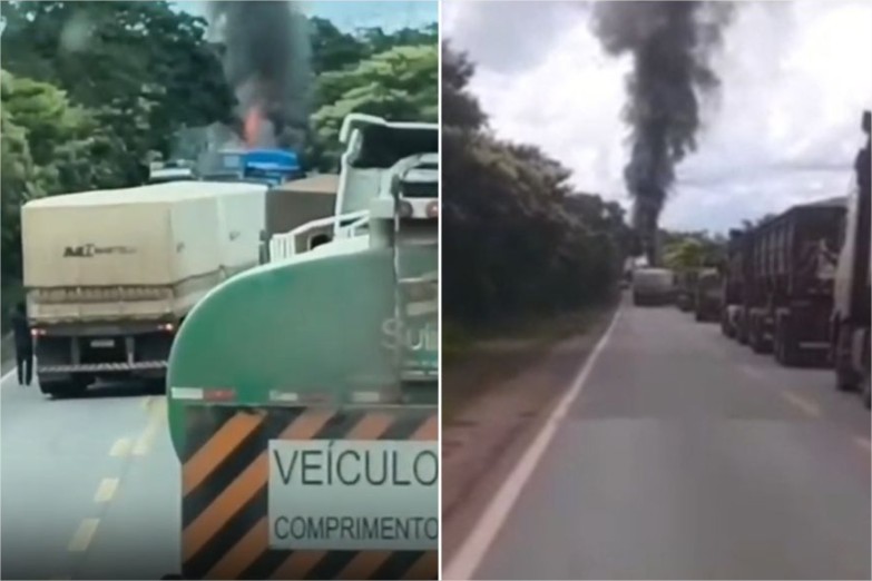 Acidente entre três veículos de carga deixa um morto e um ferido; veja vídeo