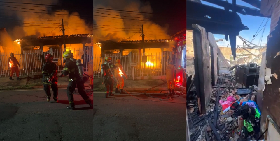 Casa é destruída por incêndio em Cuiabá e família pede doações para conseguir reconstruí-la; vídeo