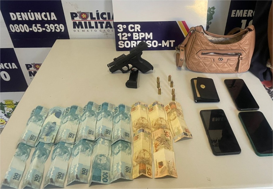 PM prende três faccionados por sequestro, apreende pistola e R$1,4 mil