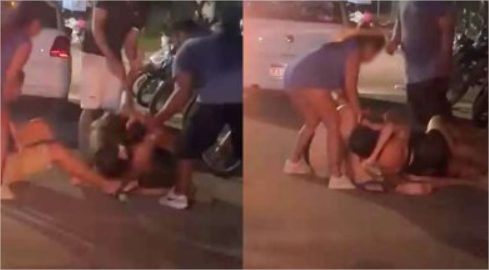 Vídeo mostra mulheres trocando socos na frente de bar em MT