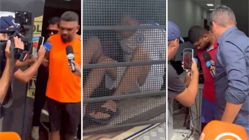 Vídeo mostra momento em que presos em operação por brutal homicídio deixam delegacia; assista