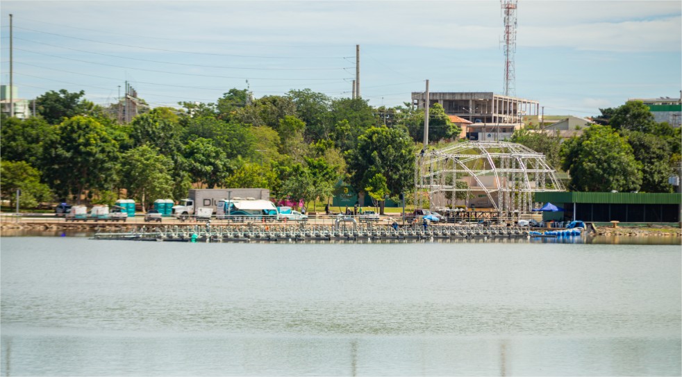 Parque das Águas recebe megaestrutura para celebrar aniversário de Cuiabá