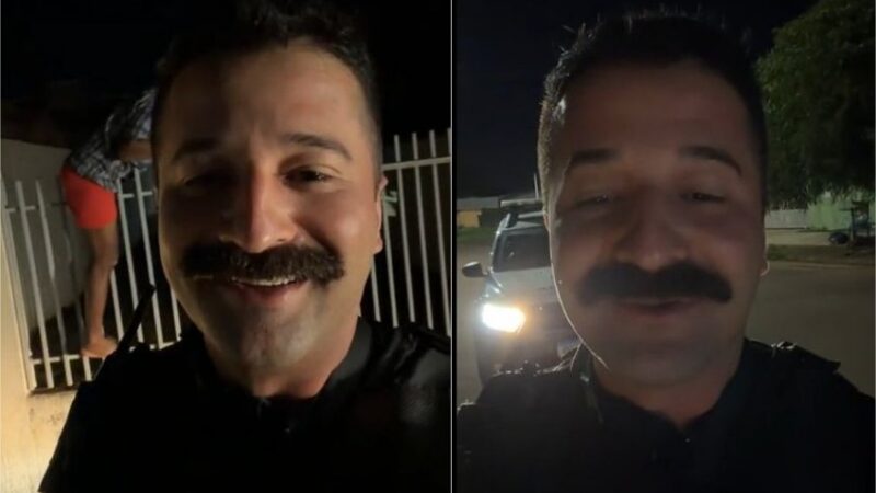 Vídeo: Em tentativa de roubo, bandido fica preso em grade e polícia ajuda a tirá-lo