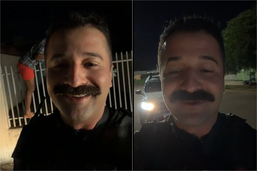 Vídeo: Em tentativa de roubo, bandido fica preso em grade e polícia ajuda a tirá-lo